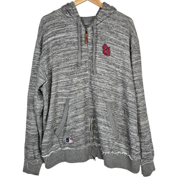 Majestic Authentic MLB St Louis Cardinals Long Sleeve Full Zip‎ Hoodie Gray XL - Picture 1 of 11